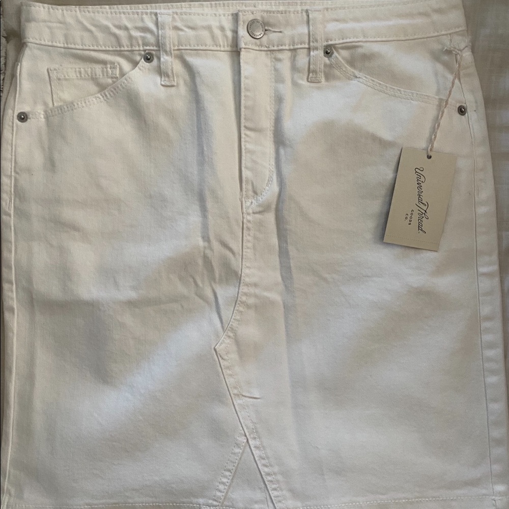 NWT white long mini skirt